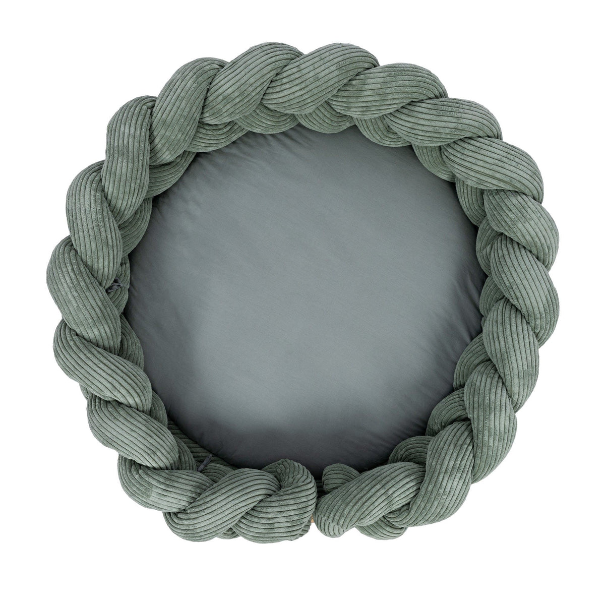 MeowBaby Baby Nest & Play Mat With Crib Bumper Braid – Olive Green