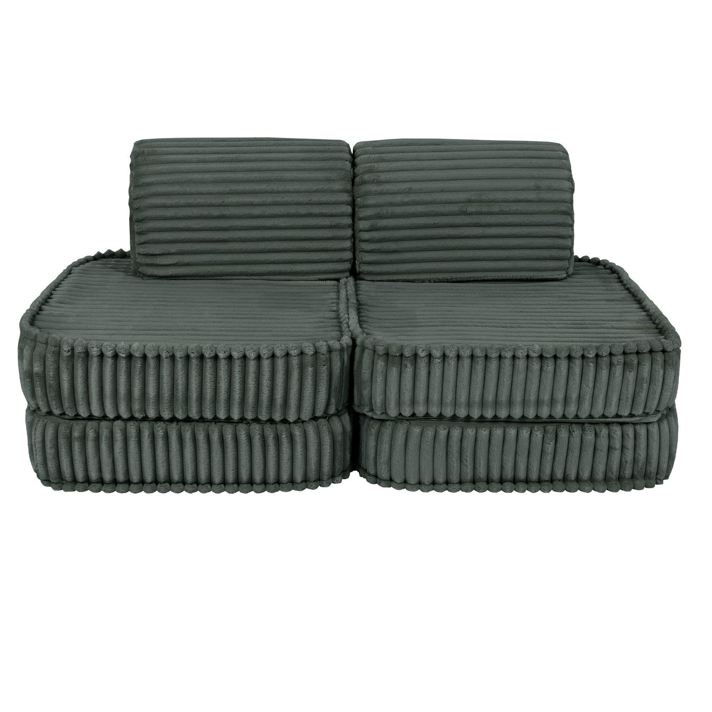MeowBaby Churros Small Modular Kids Sofa Forest Green – small sofa flat mat configuration | Nestling