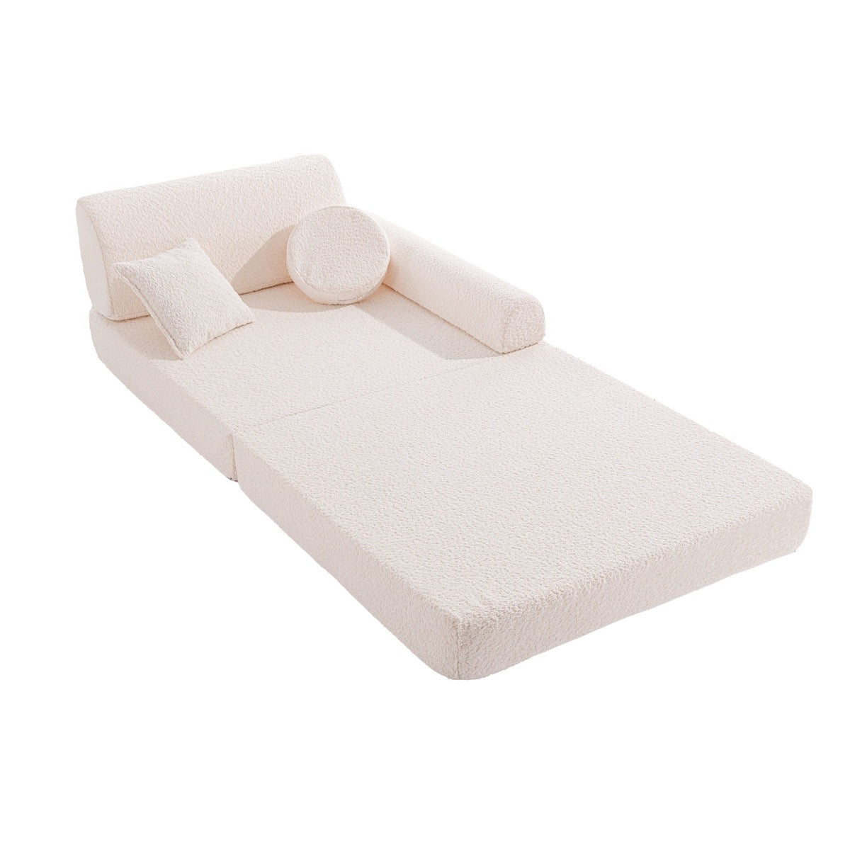 MeowBaby Large Modular Sofa Premium Boucle Kids Couch – single armchair configuration boucle | Nestling
