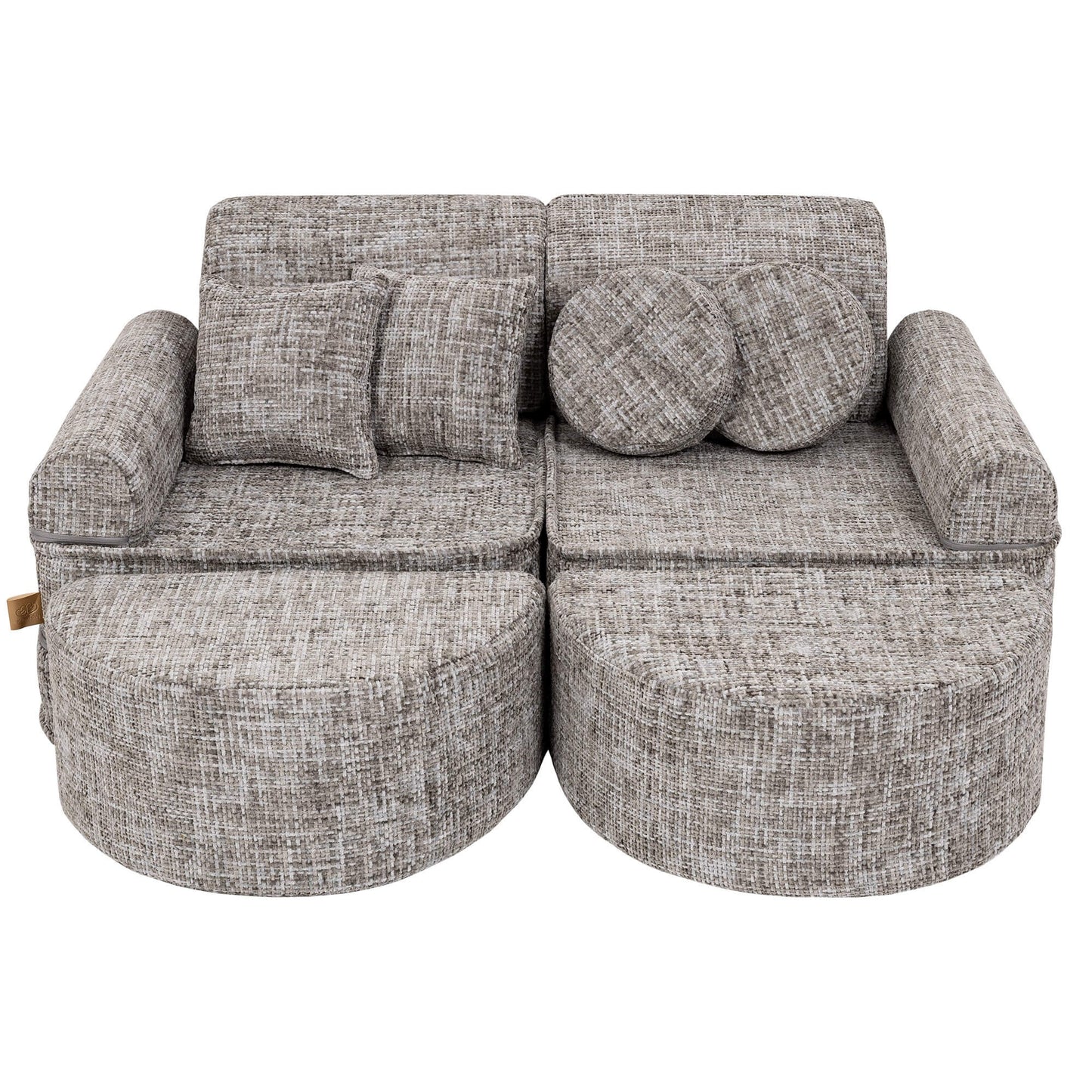 MeowBaby Medium Modular Sofa Tangle Moon Grey Plus – compact sofa arrangement for kids room | Nestling
