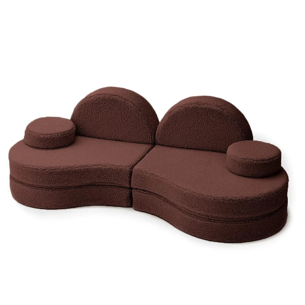 MeowBaby Modular Sofa Coccolo 6-Piece Kids Sofa Brown – пълен сглобен тъмно кафяв диван-облак с възглавници | Nestling