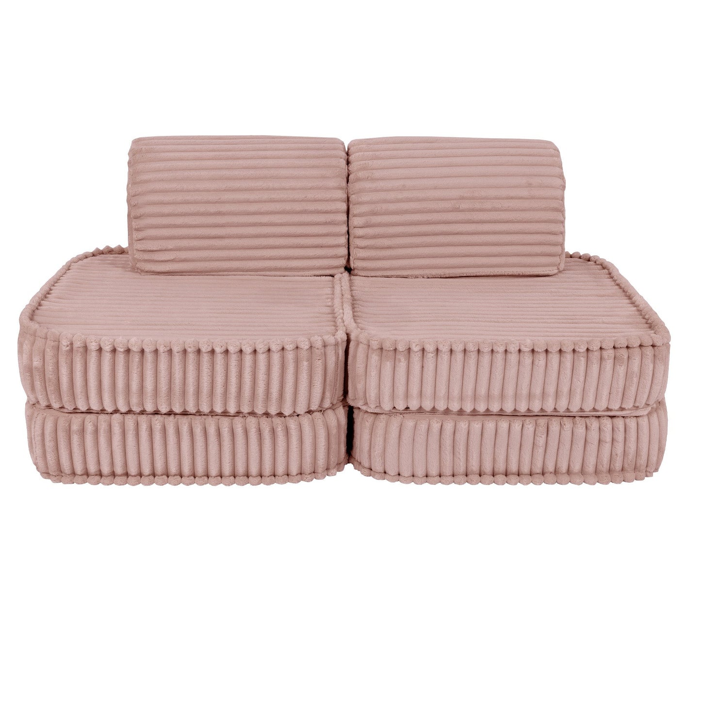MeowBaby Small Modular Sofa Churros Pink Kids Play Couch – конфигурация плосък матрак игра на пода | Nestling