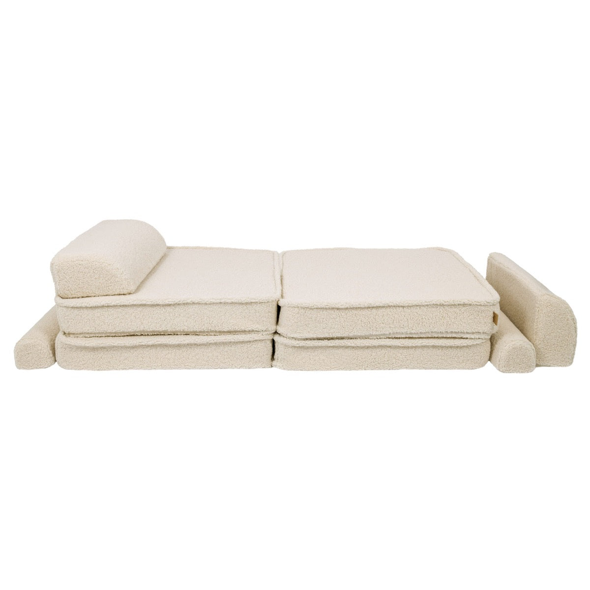 Bearly cream modular sofa in extended flat layout with single backrest and side supporters