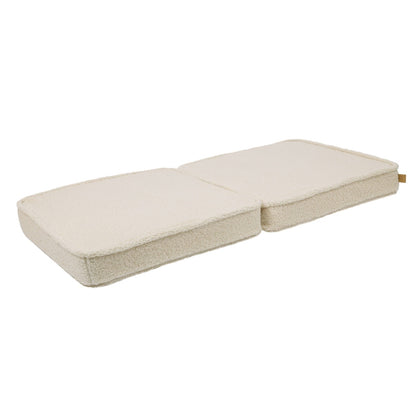 Bearly cream modular sofa fully extended in flat sleeping position