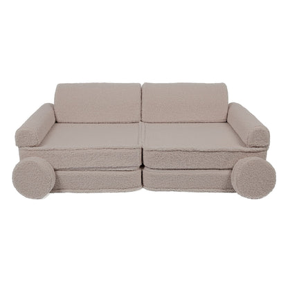 MeowBaby modular sofa fully assembled as large lounge with cushions and round supports