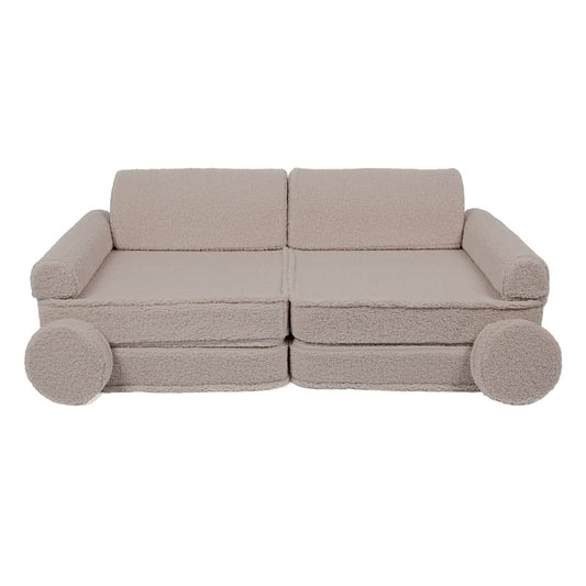 MeowBaby modular sofa fully assembled as large lounge with cushions and round supports