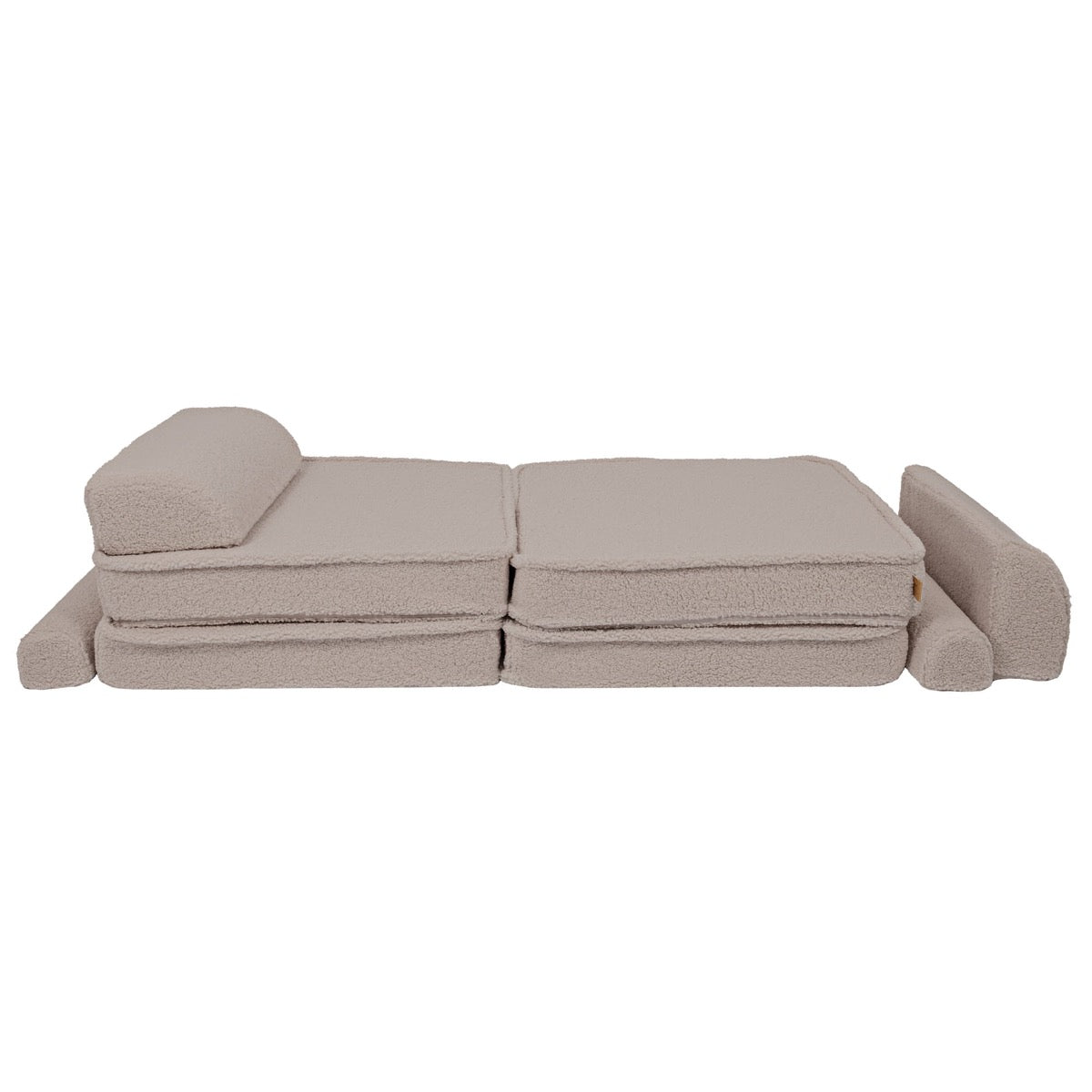 MeowBaby modular sofa in low seating configuration with armrests visible