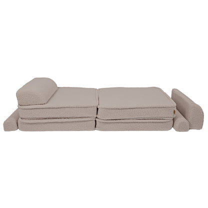 MeowBaby modular sofa in low seating configuration with armrests visible