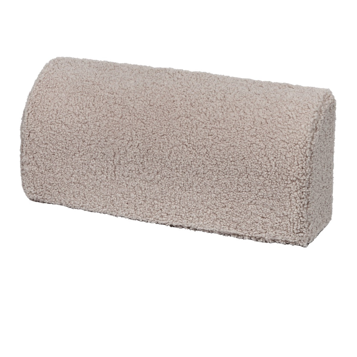 Close-up of light grey teddy fabric texture on MeowBaby sofa foam block