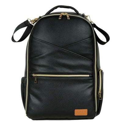 Ally Scandic large diaper backpack in espresso with dual handles and gold hardware front view