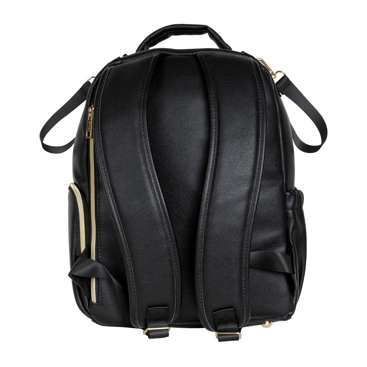 Espresso diaper backpack rear view showing padded back support