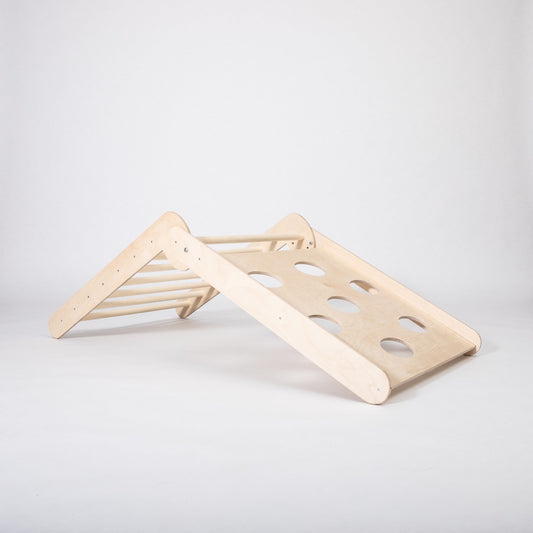 Birch wood 2-in-1 climbing triangle with foldable design and two adjustable slope levels
