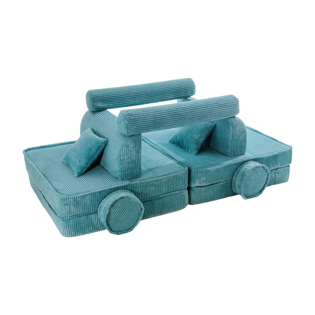 MeowBaby Large Modular Sofa – Premium Corduroy – Turquoise