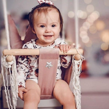 Kai aš mažas buvau Swing with Crown Shaped Cushion – Dusty Pink