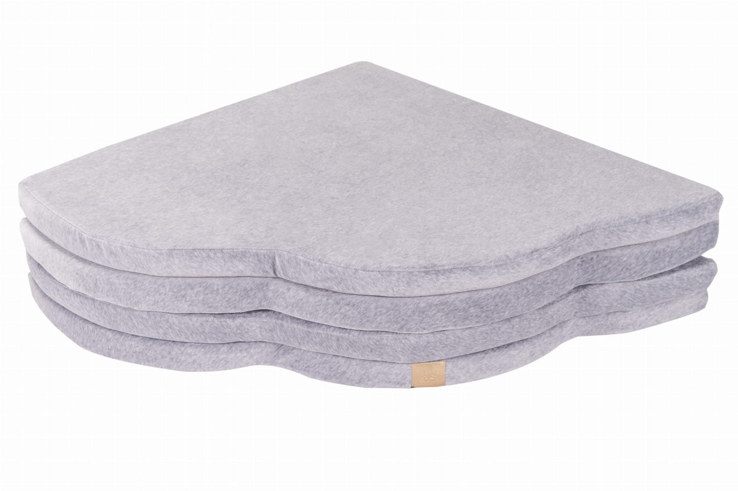 Side profile of stacked cloud play mat layers showing cushioned velvet construction