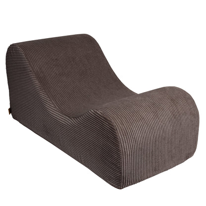 Brown Wave Lounger lounge chair with curved ergonomic design, side angle view