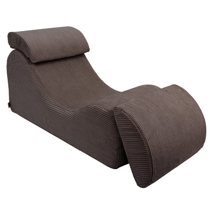 Brown Wave Lounger chaise lounge with detachable leg rest, reclined position