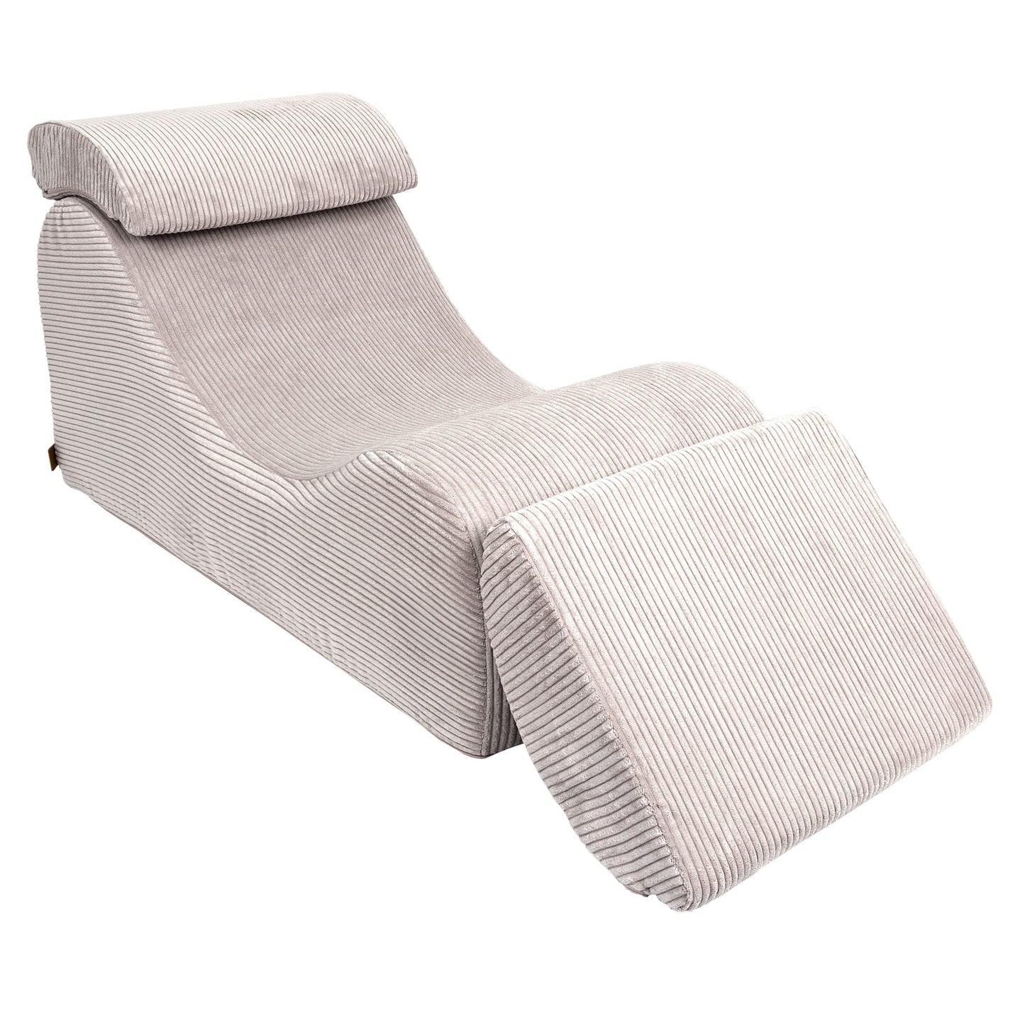 Wave Lounger in ecru, full-length side view with extended footrest for relaxation