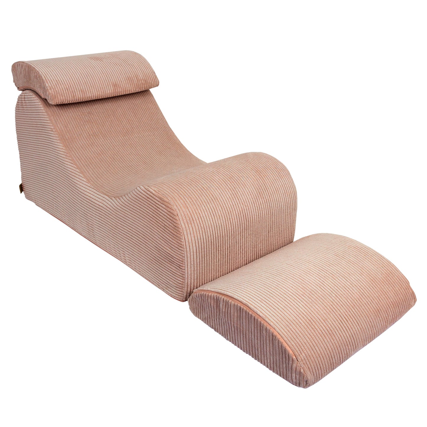 Wave Lounger with detachable ottoman and cylindrical pillow support