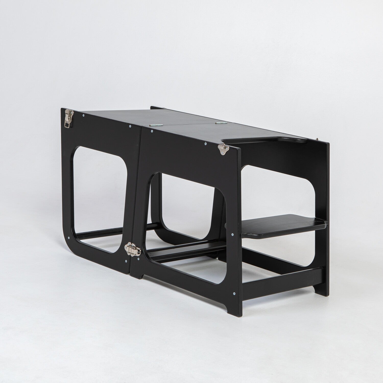 Black kitchen tower converted to table and chair set