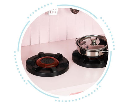 Angelove Pink Wooden Play Kitchen Oven Accessories – included accessories pots utensils | Nestling