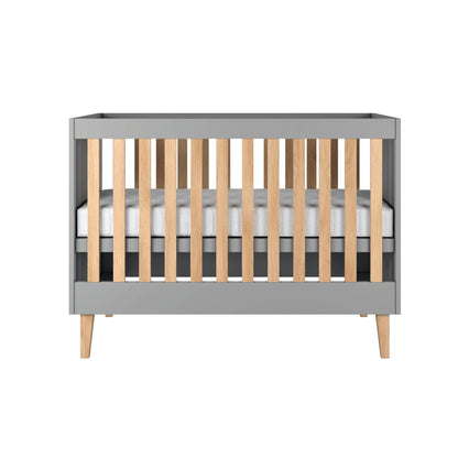 Baby Bed Kubi Scandinavian Baby Cot Grey – grey cot installed nursery room lifestyle | Nestling