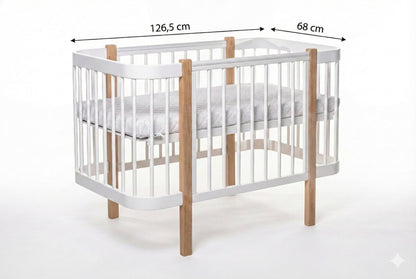 KOTTO Baby Crib ELIN + Mattress – Natural / White
