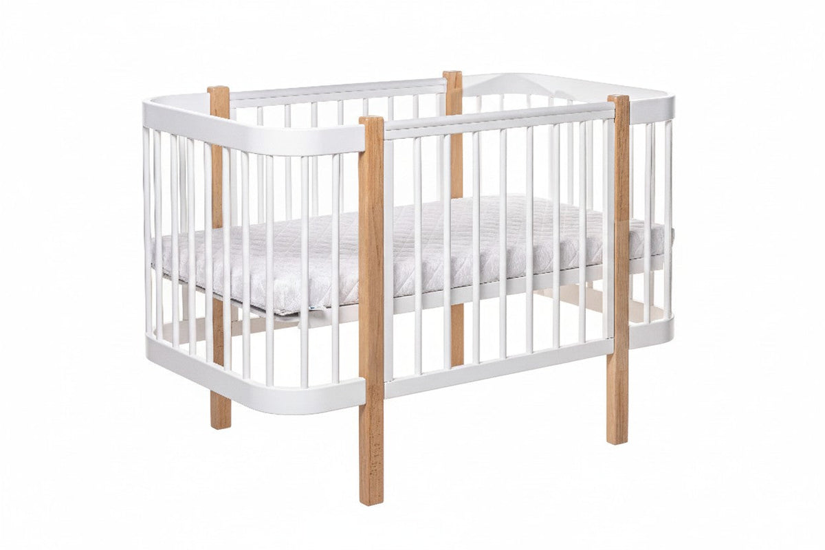 KOTTO Baby Crib ELIN + Mattress – Natural / White