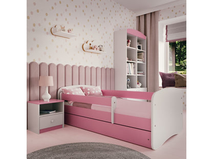 Babydreams bedside table in pink kids' bedroom next to Babydreams bed