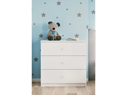 Babydreams Chest of Drawers Nursery Storage – бял скрин с розови дръжки | Nestling