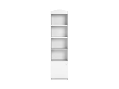 White kids shelf showing open shelf design with neutral finish