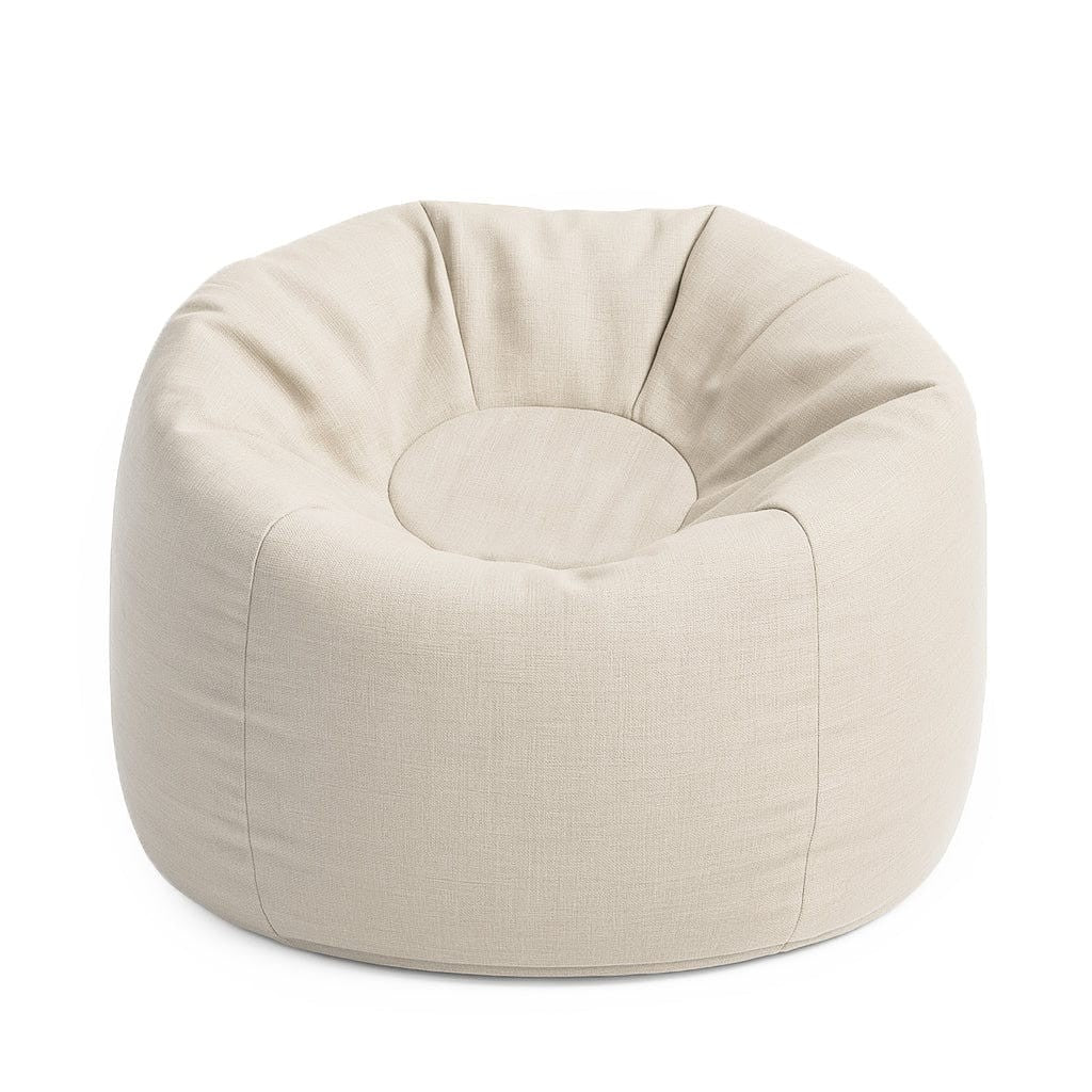 Blush beige Floreo bean bag with soft fabric and modern rounded shape for kids