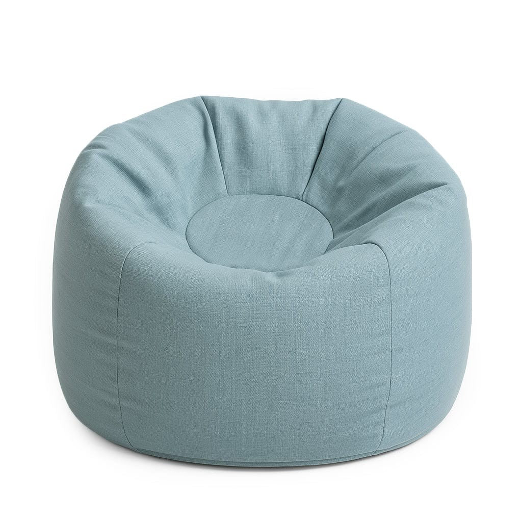 Sky blue Floreo bean bag with soft fabric cover and modern rounded shape for kids