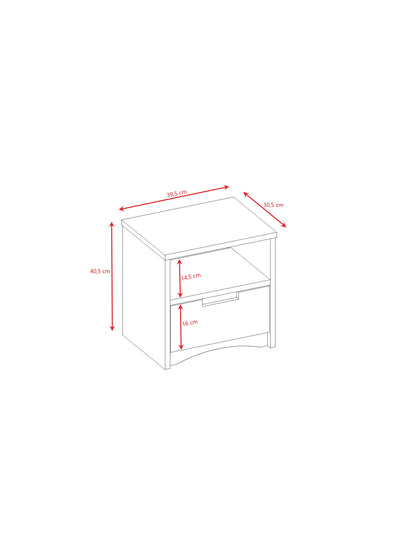 Dimension diagram of Classic nightstand showing height, width and depth measurements