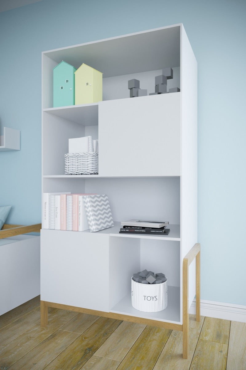 Bookshelf Victor Kids Scandinavian Bookcase Oak Legs – стилизирана детска библиотека в стая | Nestling