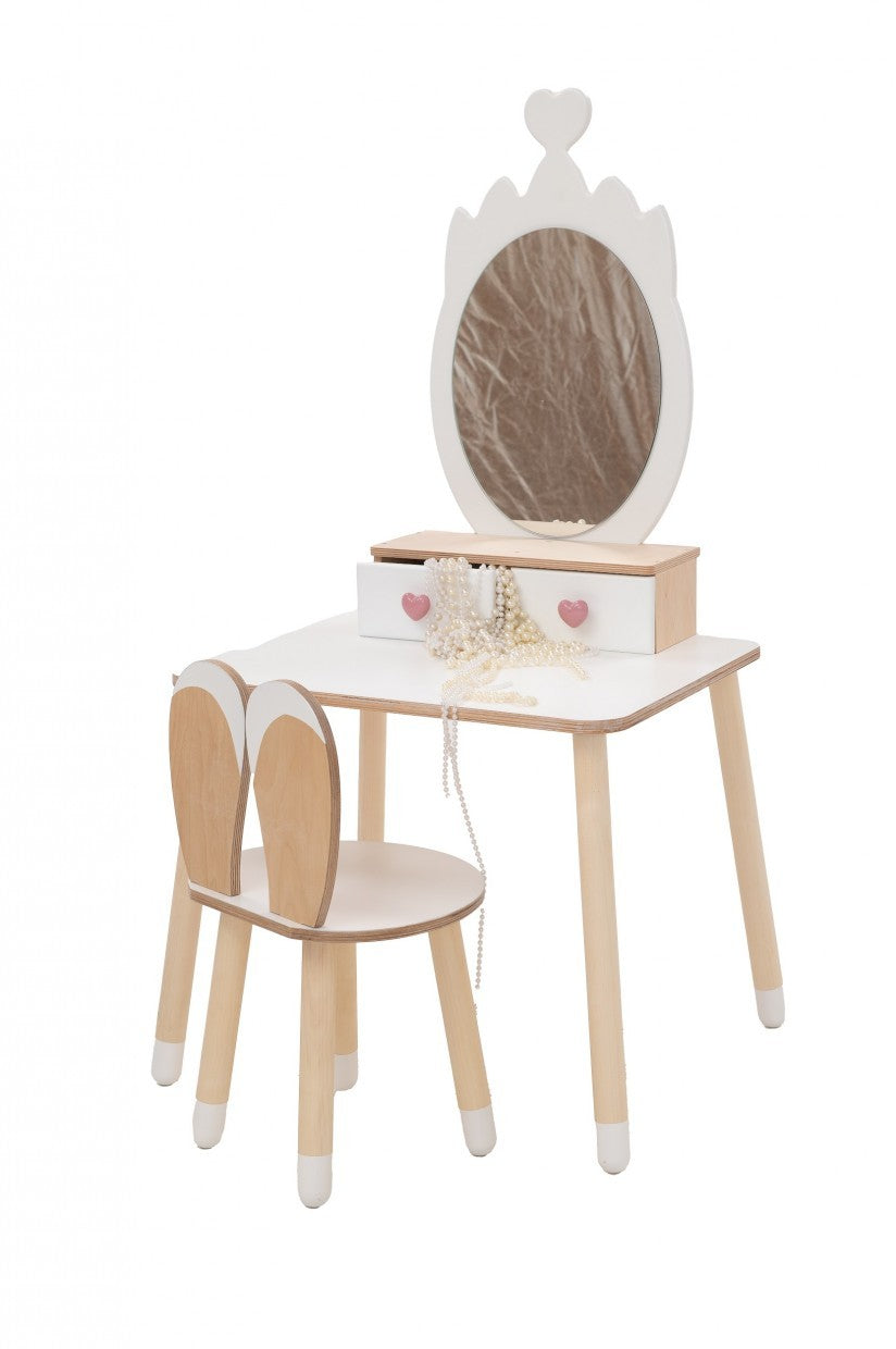 Family-scl Princess Beauty Table Chair with Mirror Crown – white design crown set with chair | Nestling