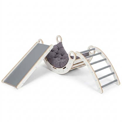 MeowBaby Dream Rocker with Slide & Ladder – Grey | Nestling