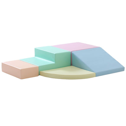 All five light pastel foam blocks arranged showing complete set configuration