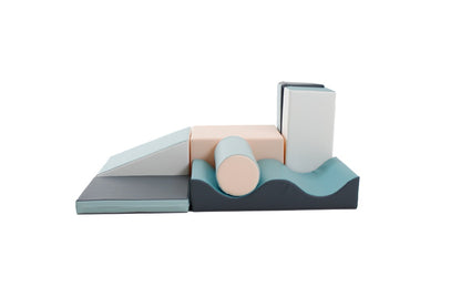 IGLU Discoverer foam block set featuring pastel ramp, cylinder, and building blocks
