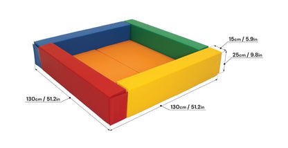 IGLU soft play ball pit dimensions diagram – 130x130cm foam toddler ball pool size guide