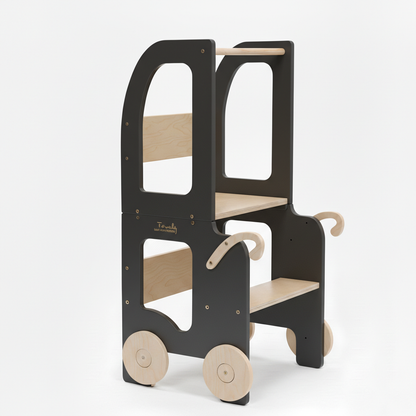 Family-scl Trolley Kitchen Helper - Convertible Learning Tower - White / Black