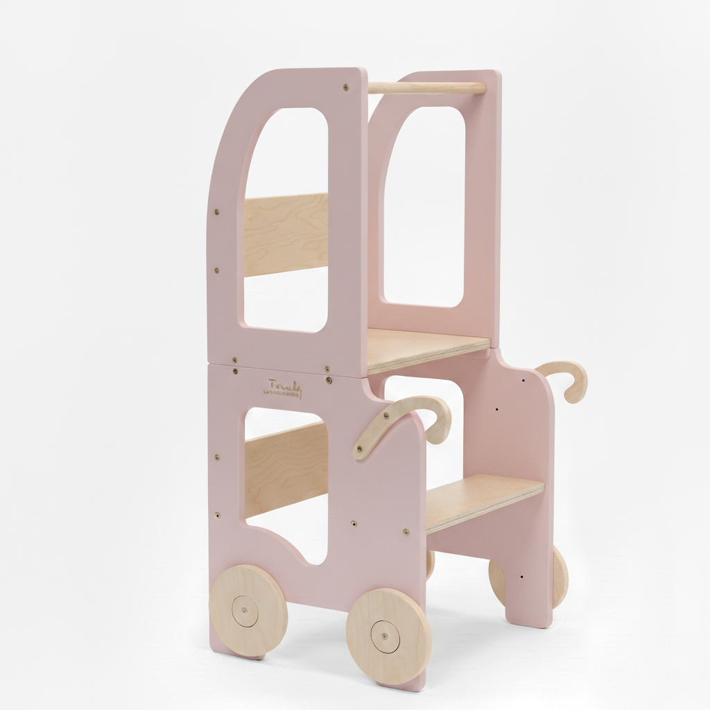 Family-scl Trolley Kitchen Helper - Convertible Learning Tower - Pink