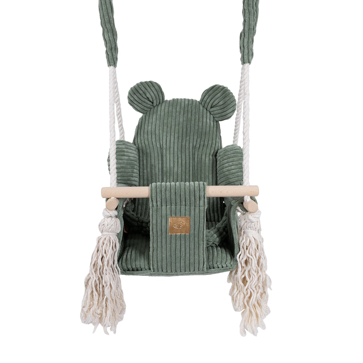 MeowBaby Indoor Baby Swing, Teddy – Olive Green