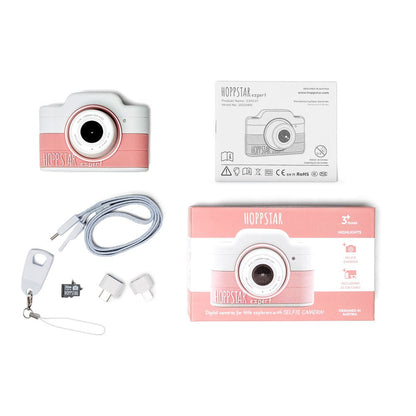 Conținutul pachetului Hoppstar Expert Blush: aparat, șnur, card microSD, adaptoare OTG și manual