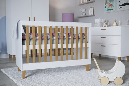 Kocot Kids Baby Bed Kubi White Scandinavian Crib – interior view mattress base nursery cot | Nestling