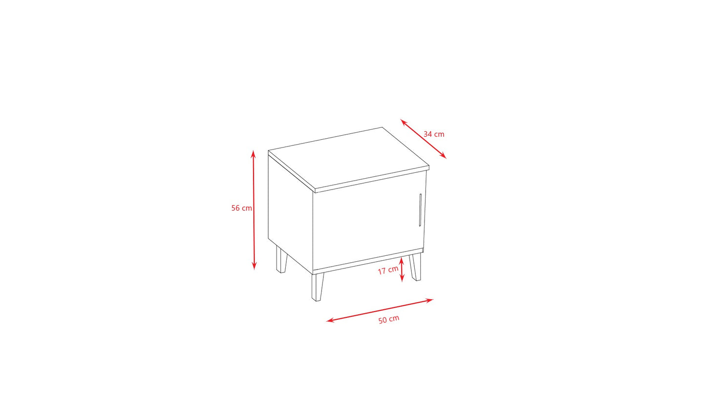 Kocot Kids Bedside Table Kubi Cashmere – open drawer and door storage compartment | Nestling