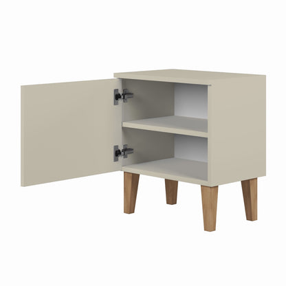 Kocot Kids Bedside Table Kubi Cashmere – angle view solid oak legs cashmere finish | Nestling
