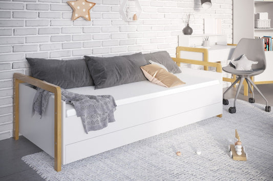 Kocot Kids Victor Daybed with Drawers Oak – преден изглед дневно легло бяло дъбови крака | Nestling
