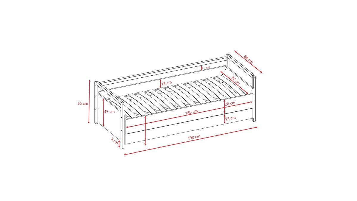 Kocot Kids Victor Daybed with Drawers Oak – angled view white daybed with storage drawer | Nestling