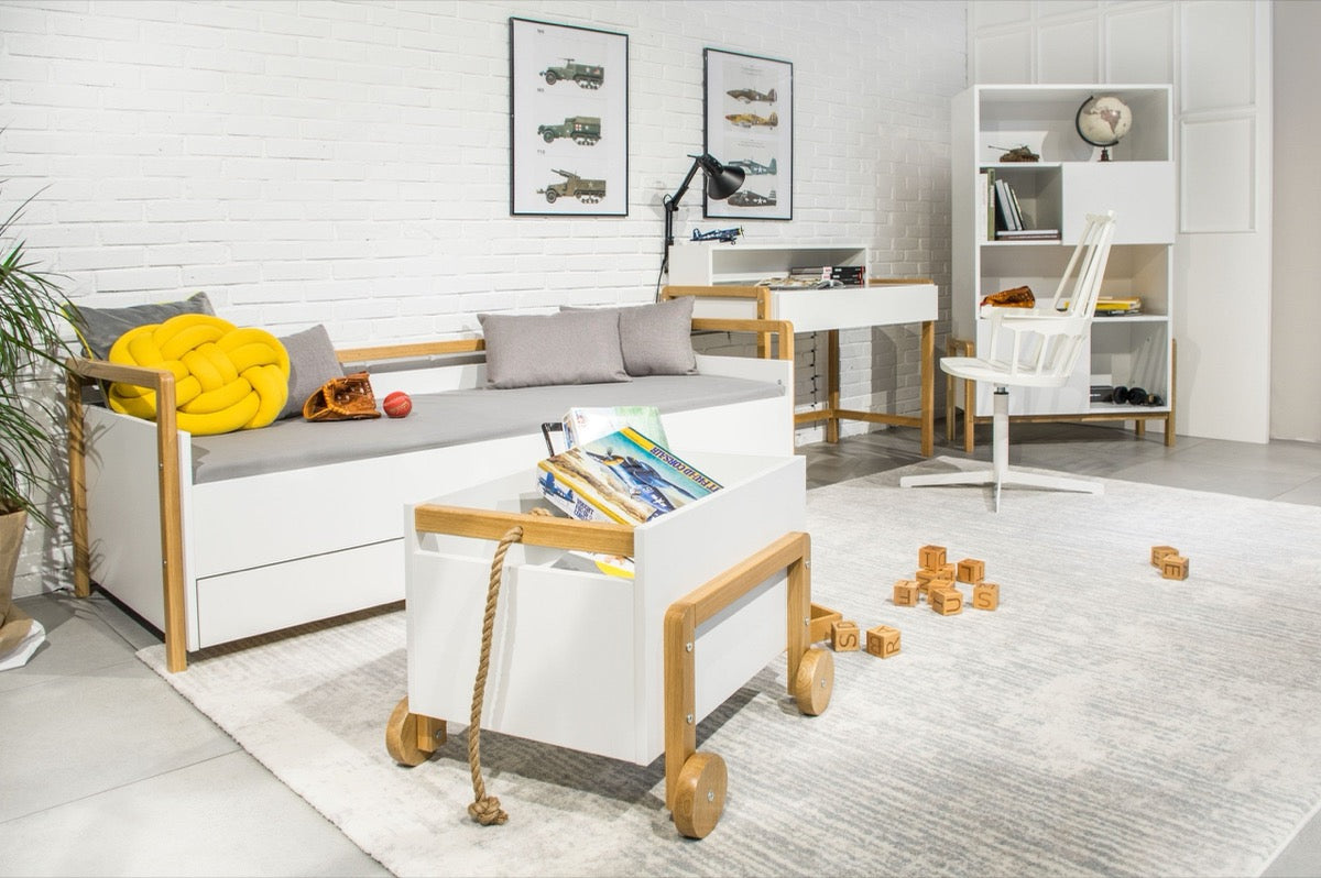 Kocot Kids Victor Daybed with Drawers Oak – open storage drawer pullout base | Nestling
